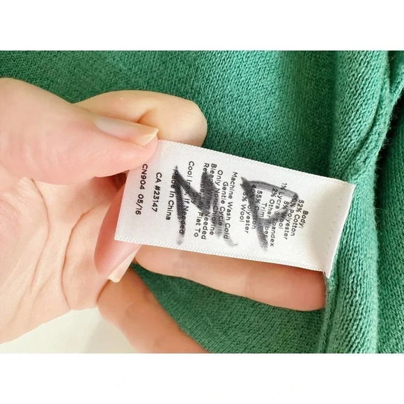 Talbots Green Open Front Cardigan Size Medium Petite - Picture 6 of 7